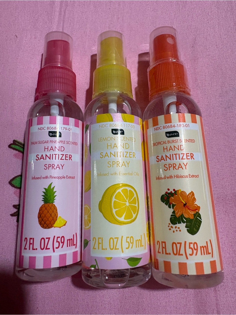Hand Sanitizer Spray - Pink, Yellow, Orange (2 fl oz)